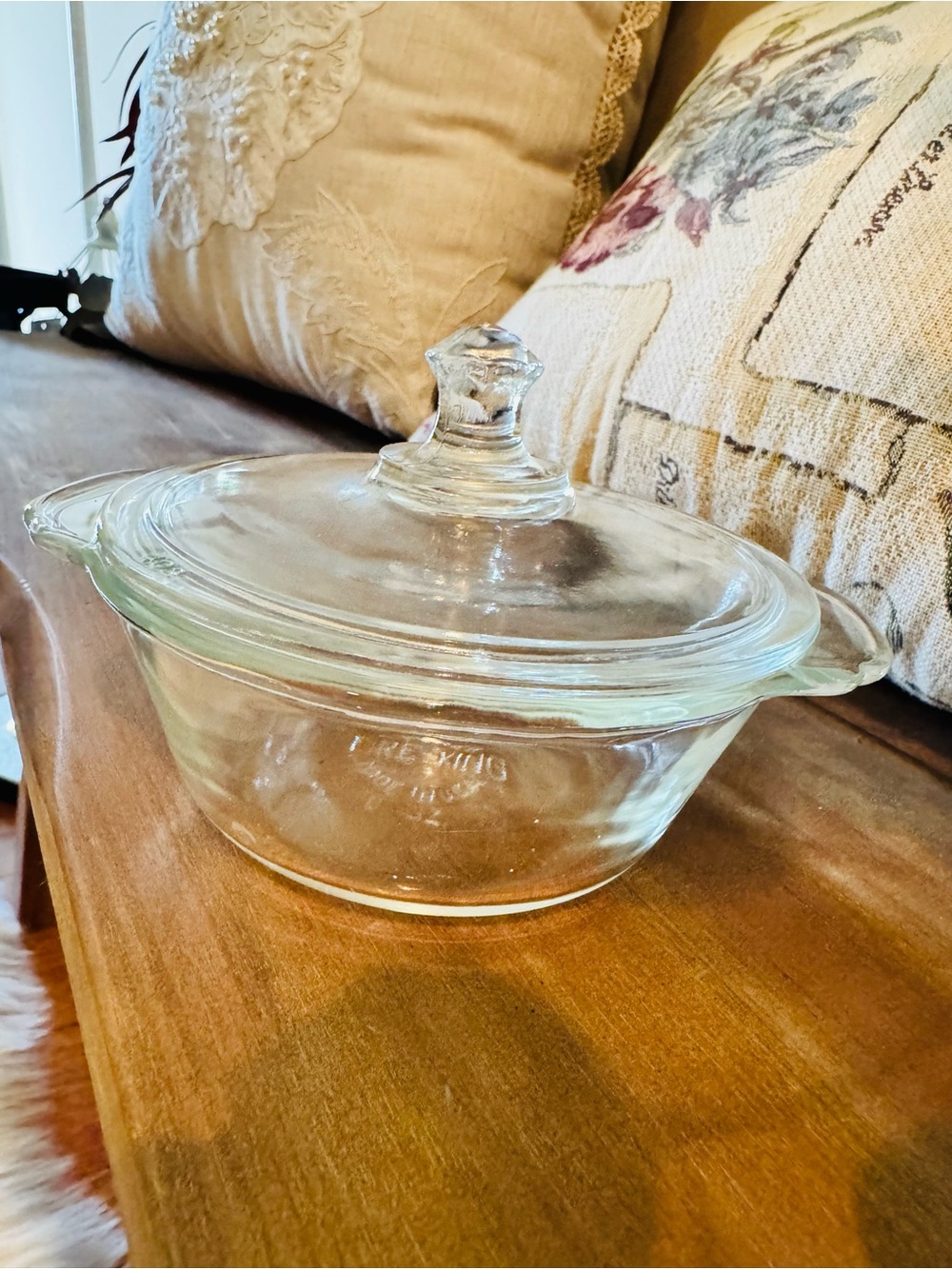 Vintage Fire King Small 8oz. Glass Casserole Dish w Lid